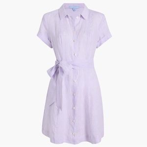 Hill House Home Lilac Purple Stripe Laura Pinstripe Linen Shirt Dress Small